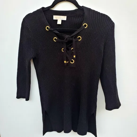 Michael Kors | Black Rib Knit Sweater SZ S