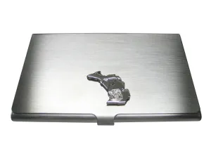 Michigan State Map Shape and Flag Design Business Card Holder