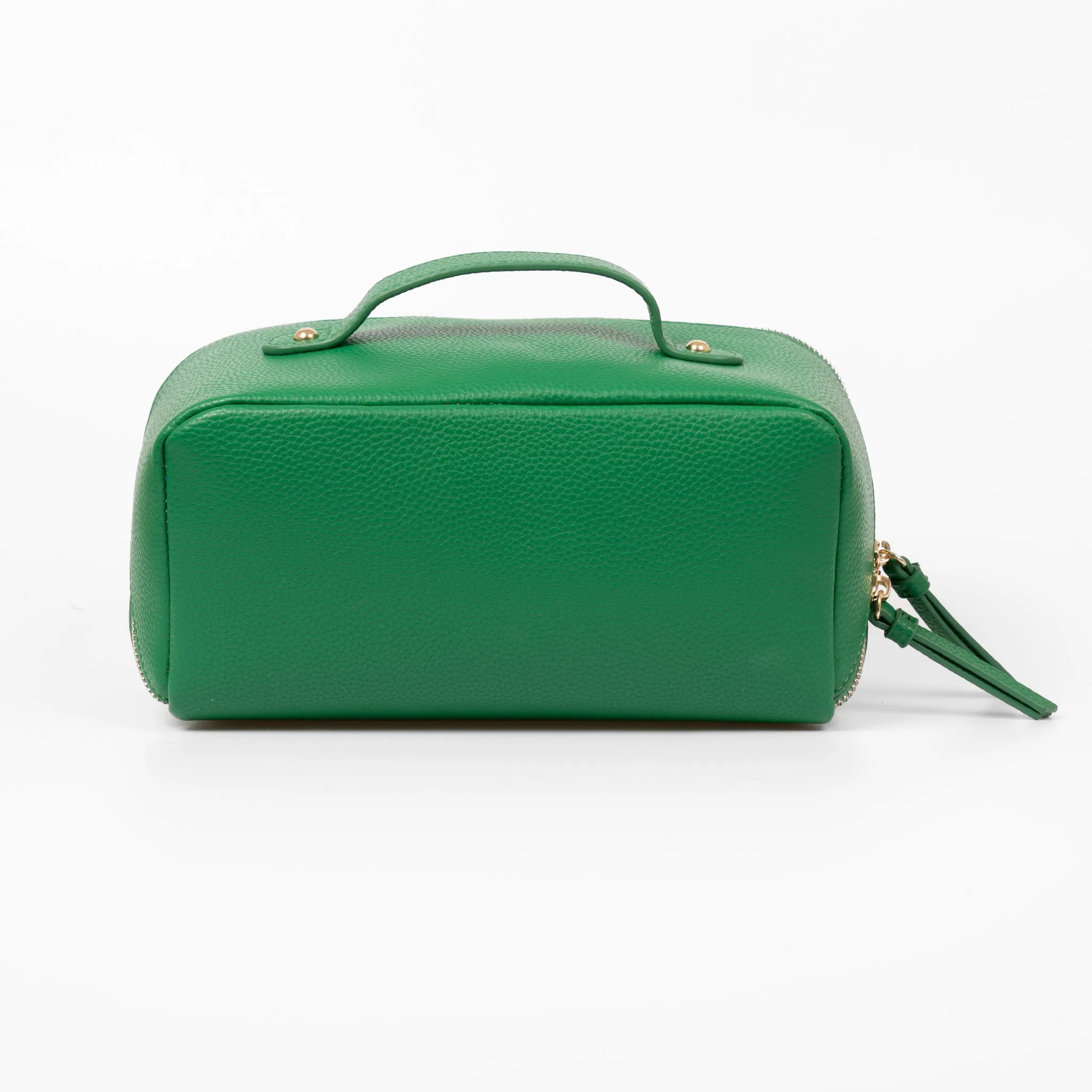 Mila Vanity Case - Green, Pebbled Faux Leather
