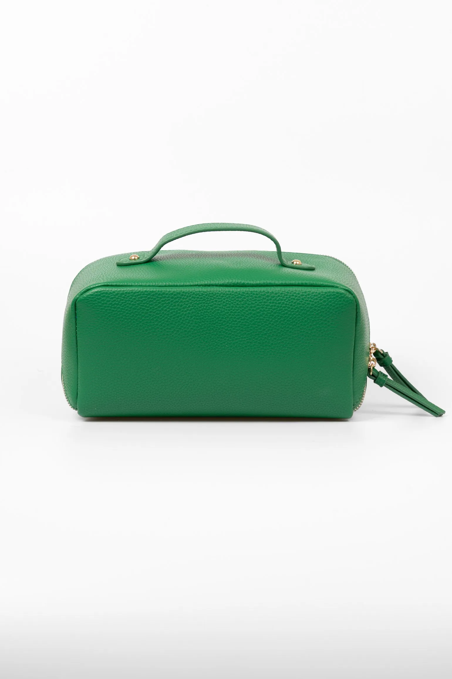 Mila Vanity Case - Green, Pebbled Faux Leather