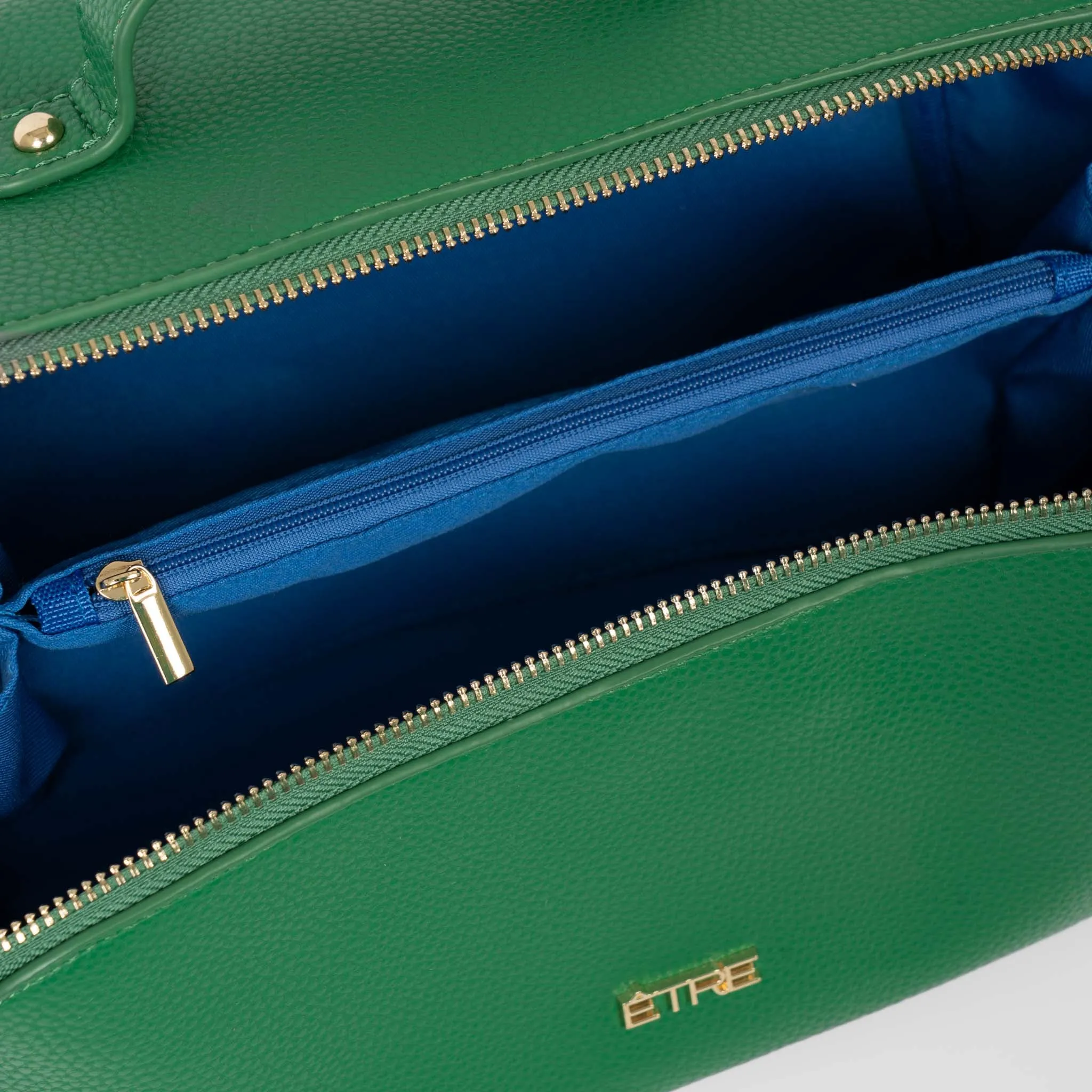 Mila Vanity Case - Green, Pebbled Faux Leather