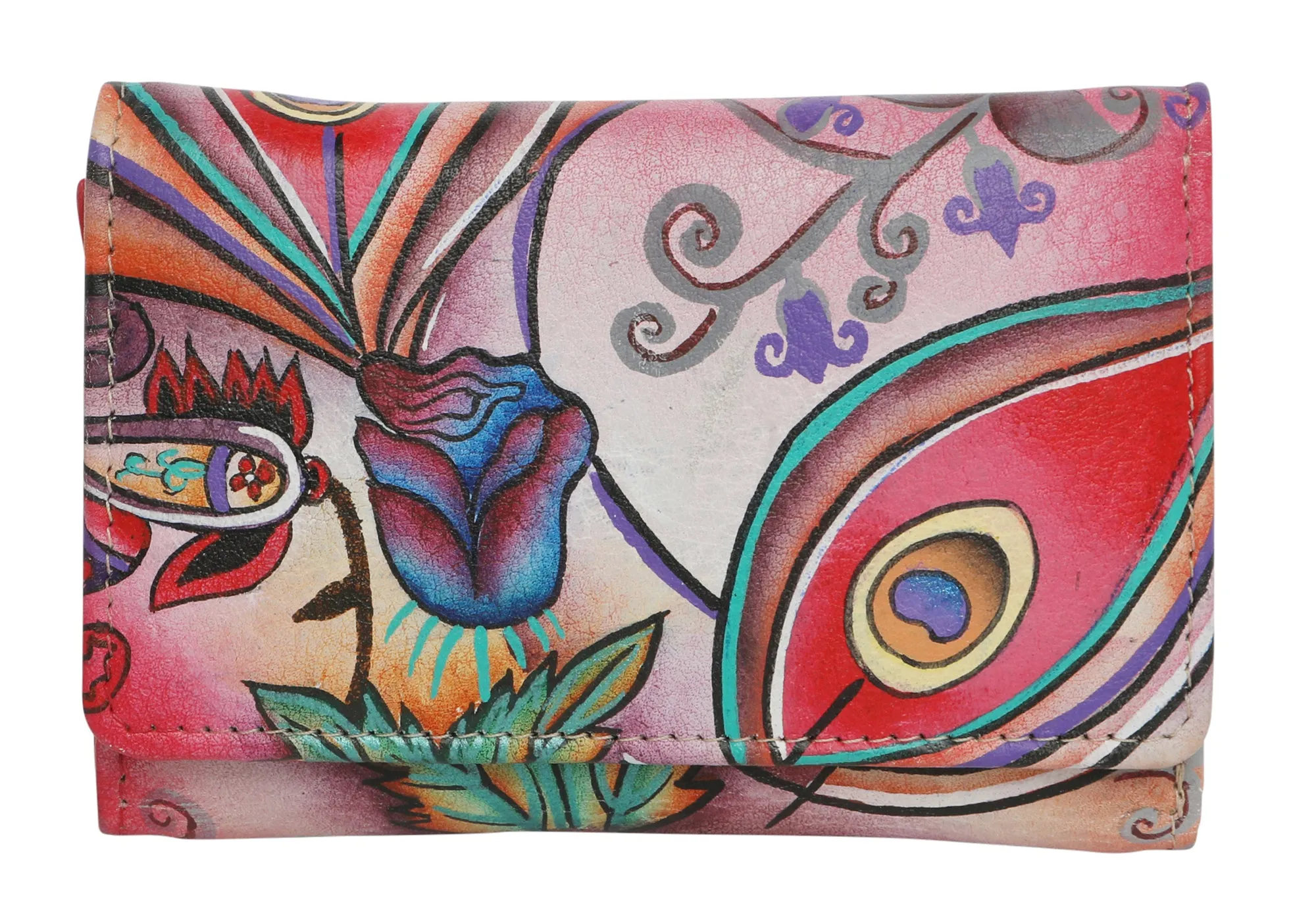 Modapelle Womens Leather Hand Painted Wallet 3190