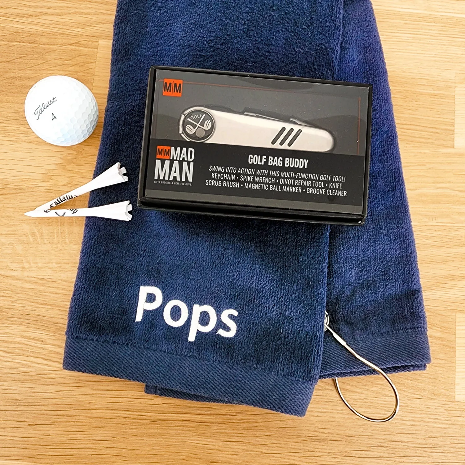 Monogrammed Personalized Golf Towel - Father's Day Gift Set - Gifts for Him - 4 Colors