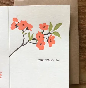 Mother's Day Cherry Blossom Letterpress Card- Final Sale
