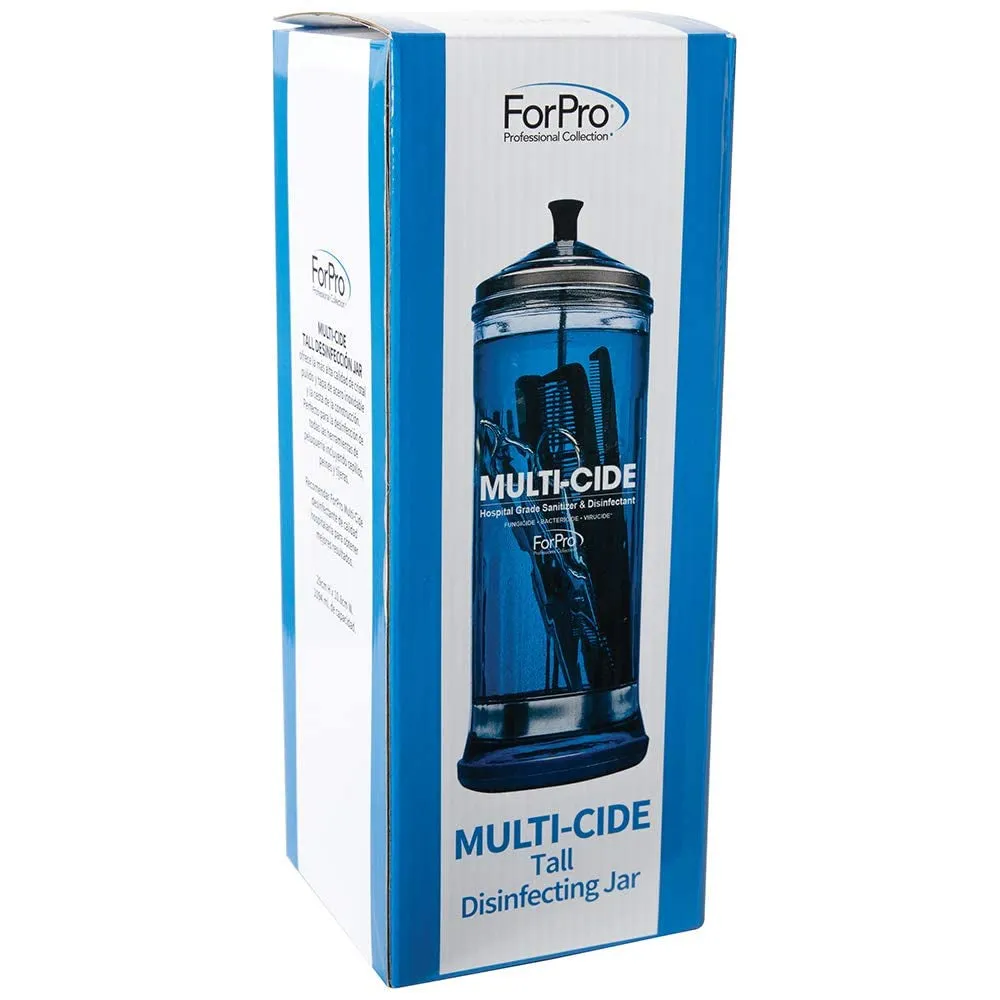 Multi-Cide Tall Glass Jar, for All Hairstyling Tools Including Brushes, Combs & Shears, 37 Oz