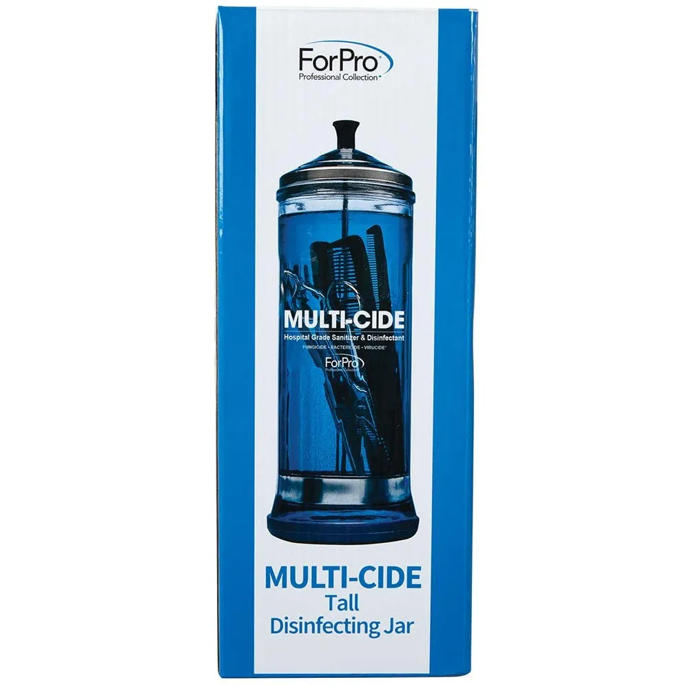 Multi-Cide Tall Glass Jar, for All Hairstyling Tools Including Brushes, Combs & Shears, 37 Oz