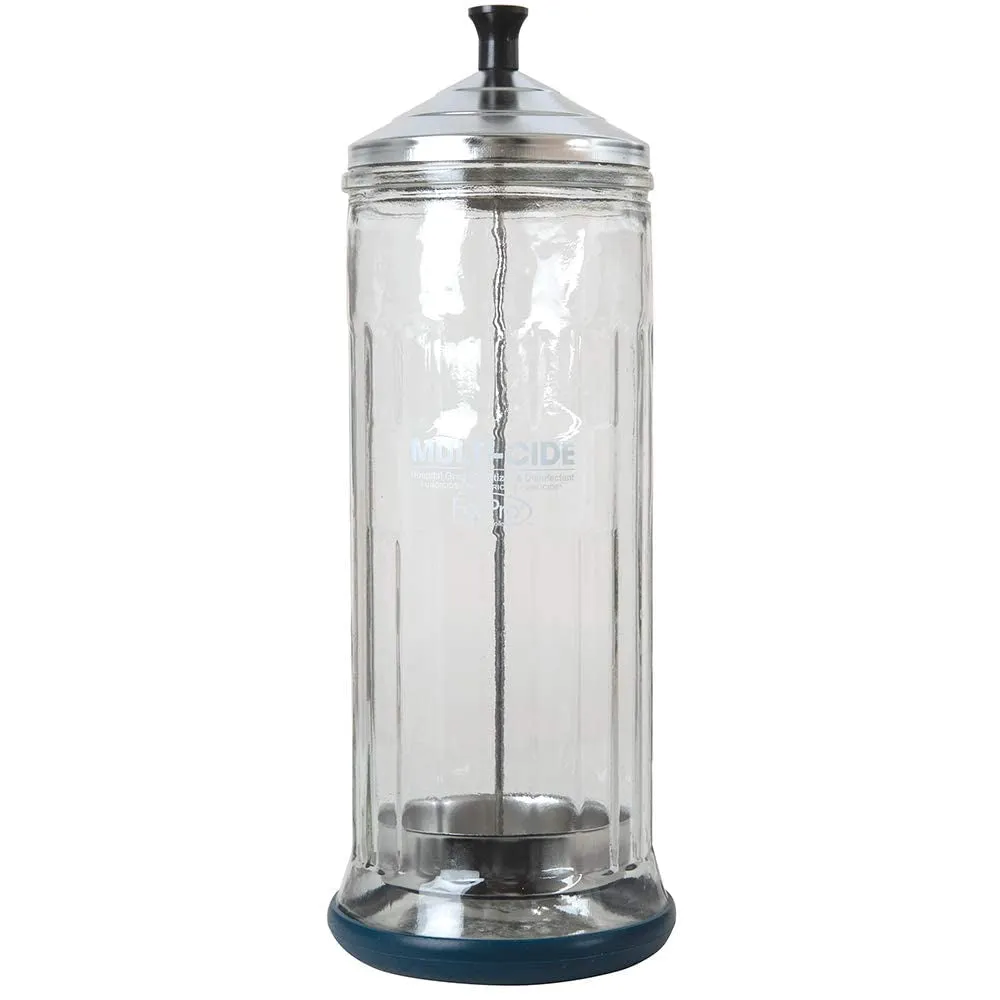 Multi-Cide Tall Glass Jar, for All Hairstyling Tools Including Brushes, Combs & Shears, 37 Oz