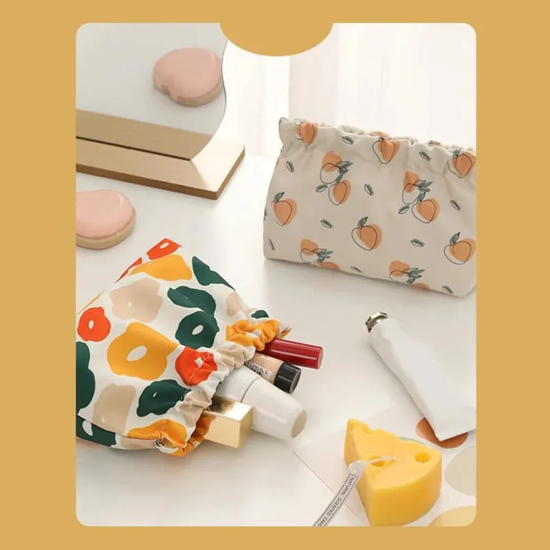 Multi Color Printed Canvas Cosmetics Storage Bag For Girl Students Key Lipstick Makeup Case Organizer Handbag Toiletry Bags