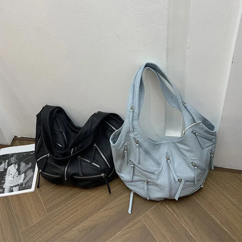 Multi-Zipper Tote Bag
