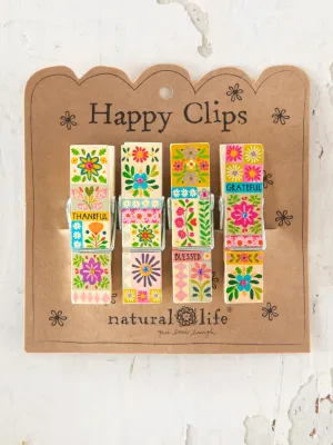 Natural Life Happy Clips-Thankful Grateful Blessed, Set of 4