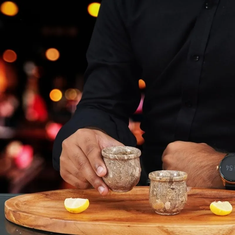 Natural Marble Tequila Shot Glasses