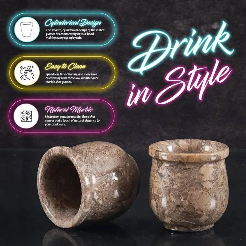 Natural Marble Tequila Shot Glasses