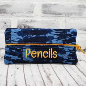 Navy Blues Personalized Quilted Pouch
