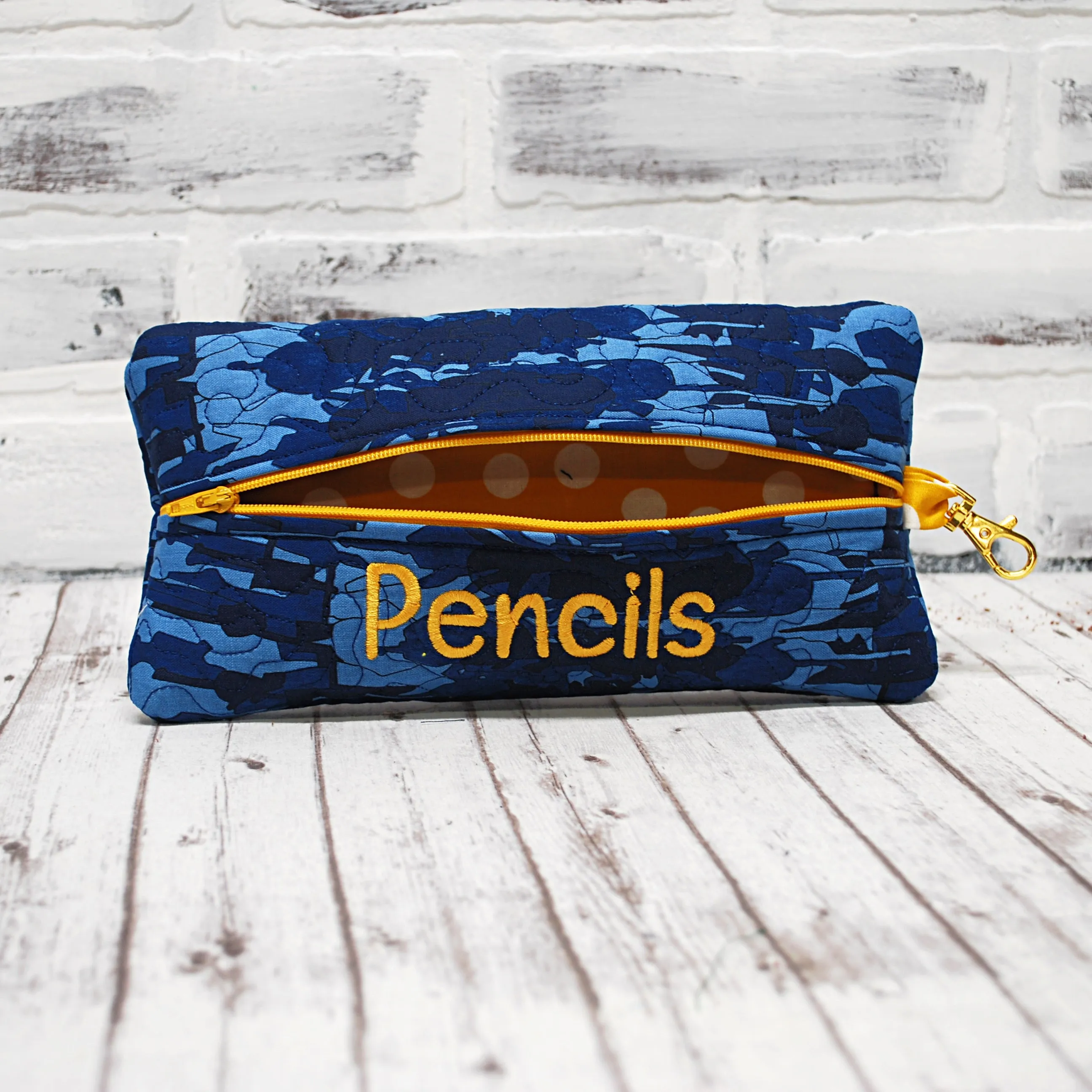 Navy Blues Personalized Quilted Pouch