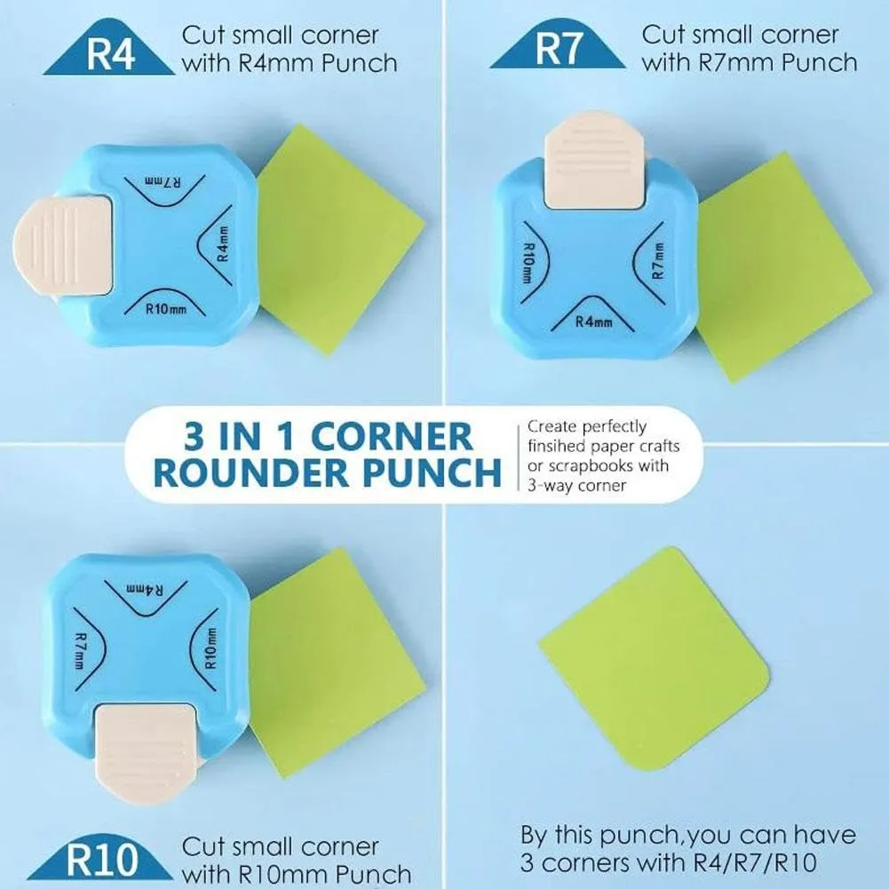 New 3 in 1 Corner Rounders, Paper Corner Rounder, Corner Rounder Punch, Embosser Corner Cutter, Card Cutter Tool for Paper Pictures Crafts,Card Making Scrapbooking and Journaling Tools