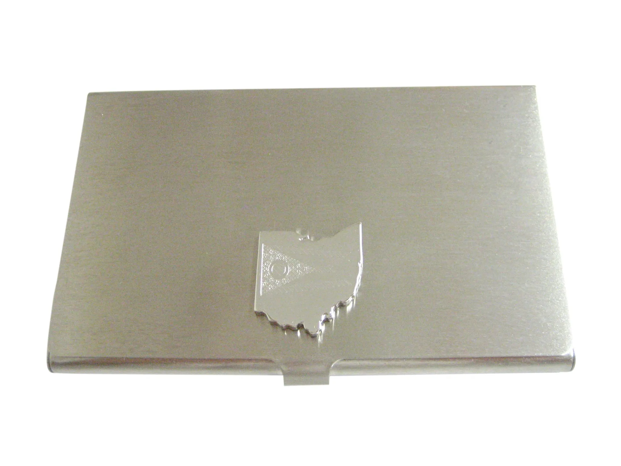 Ohio State Map Shape and Flag Design Business Card Holder