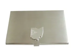 Ohio State Map Shape and Flag Design Business Card Holder