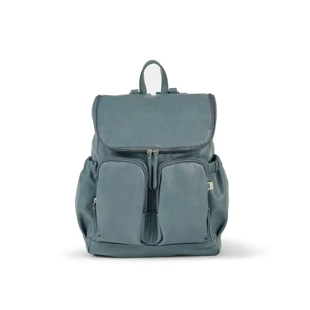 OiOi Signature Vegan Leather Nappy Backpack - Blue