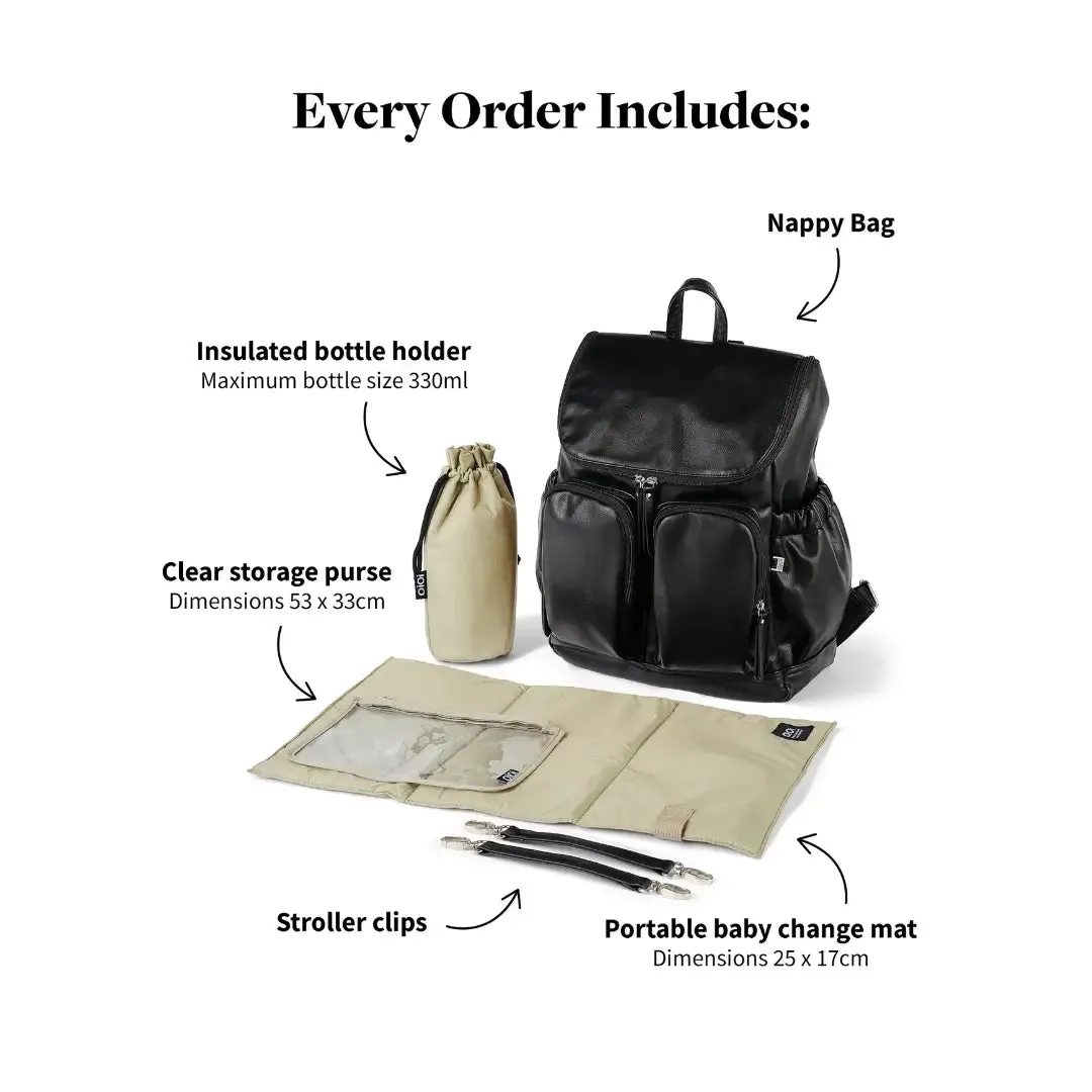 OiOi Signature Vegan Leather Nappy Backpack - Blue