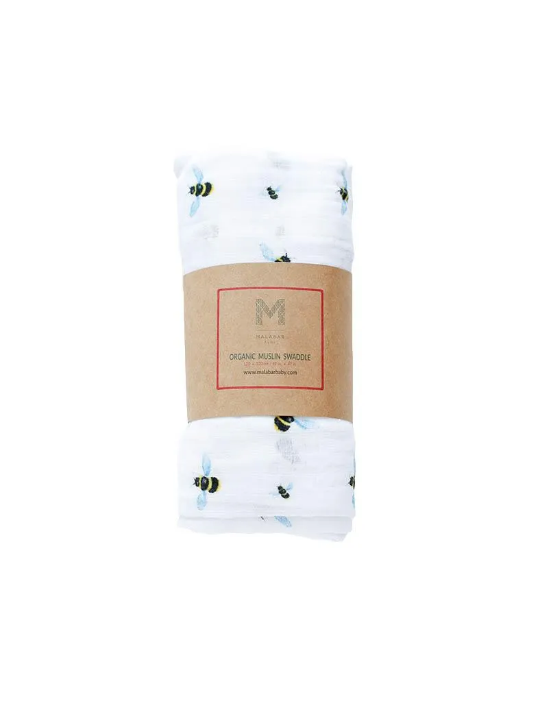 Organic Muslin Swaddle - Bee