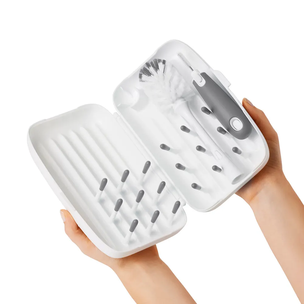 OXO Tot On the Go Drying Rack & Bottle Brush - Grey