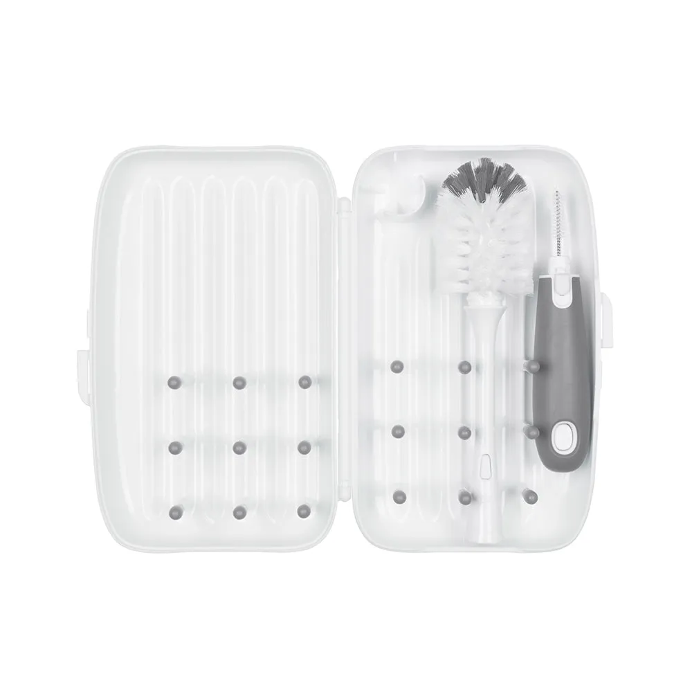 OXO Tot On the Go Drying Rack & Bottle Brush - Grey