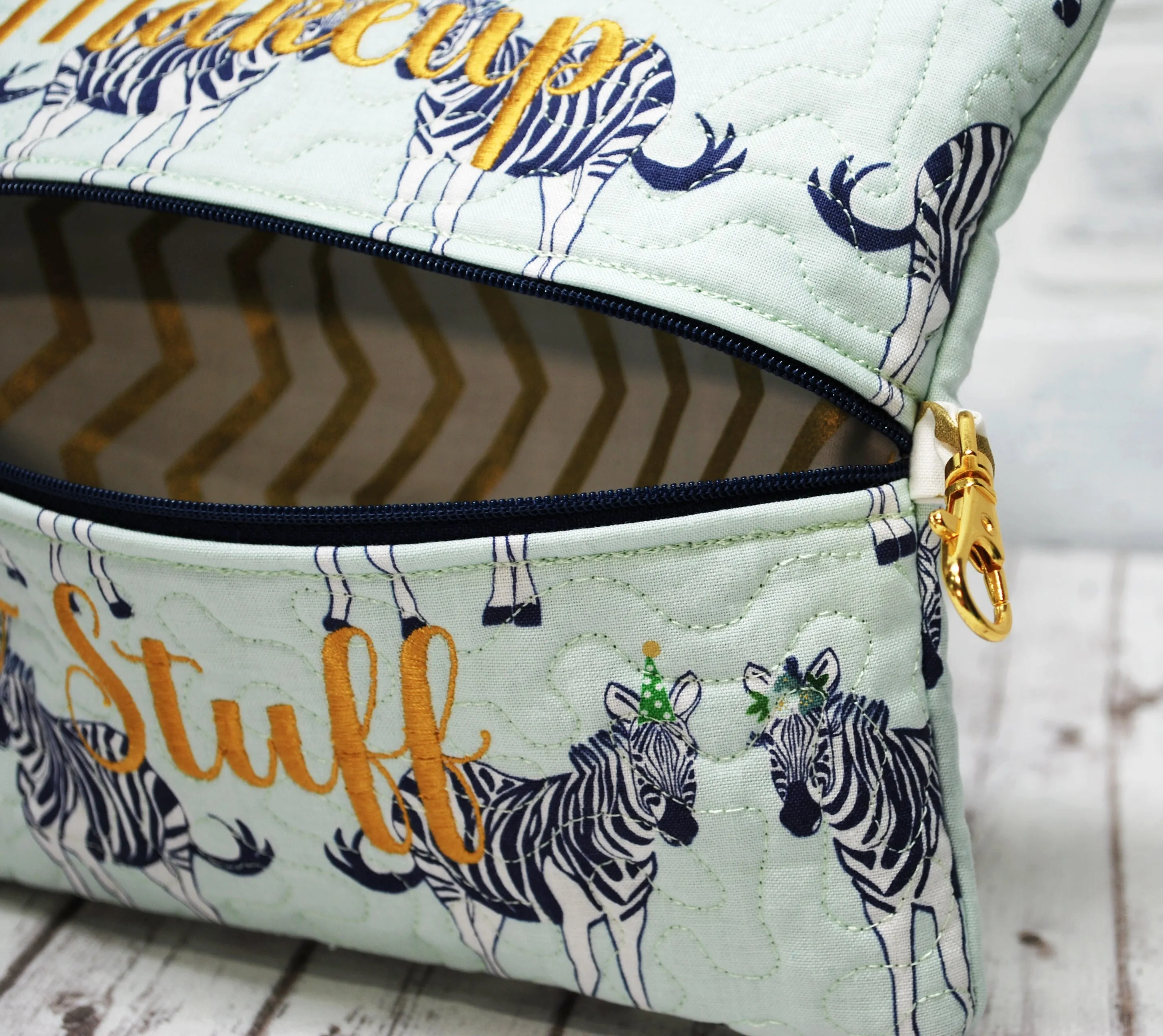 Party Zebras Personalized Quilted Pouch