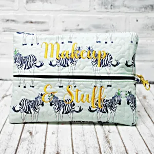 Party Zebras Personalized Quilted Pouch