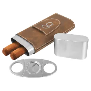 Personalized Leatherette Cigar Case & Cutter