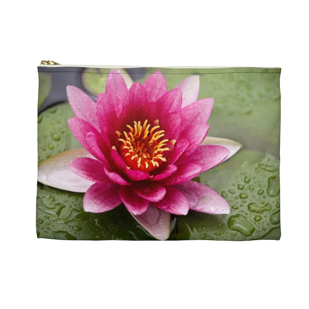 Pink Waterlily Zippered Accessory Bag (FWS) Made in the USA