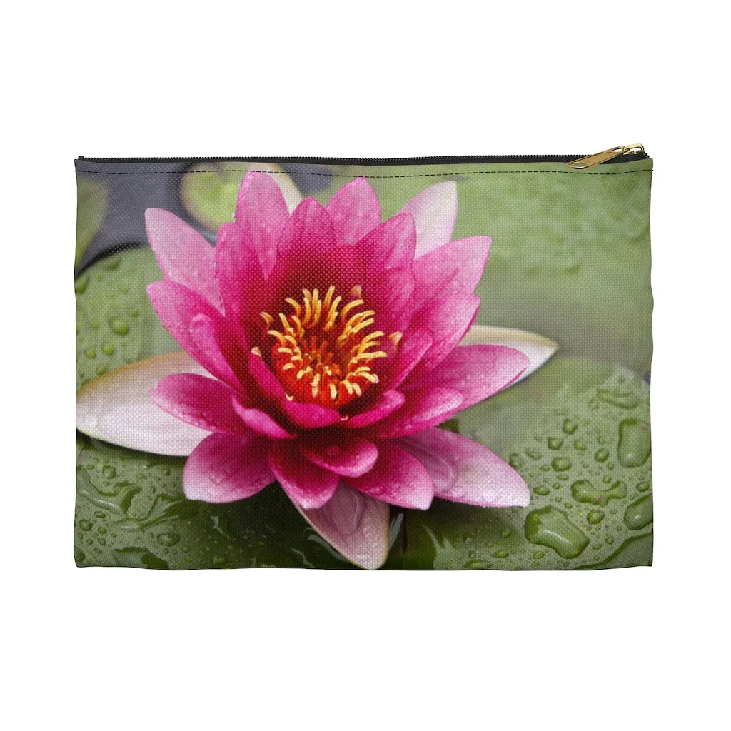 Pink Waterlily Zippered Accessory Bag (FWS) Made in the USA