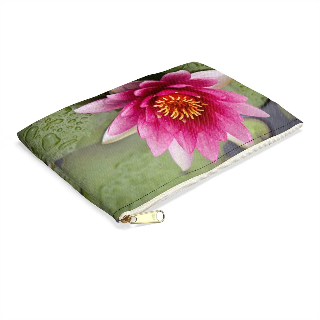 Pink Waterlily Zippered Accessory Bag (FWS) Made in the USA