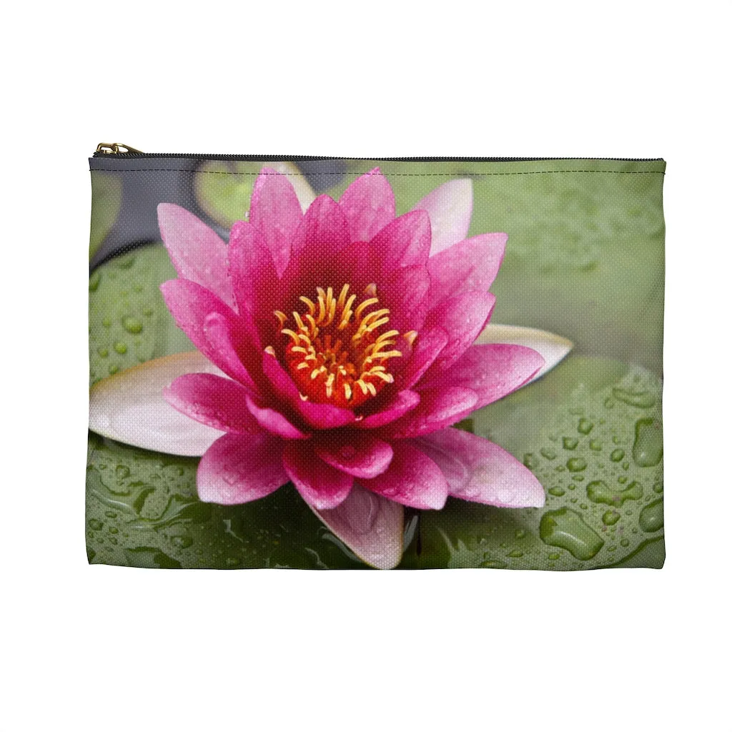 Pink Waterlily Zippered Accessory Bag (FWS) Made in the USA