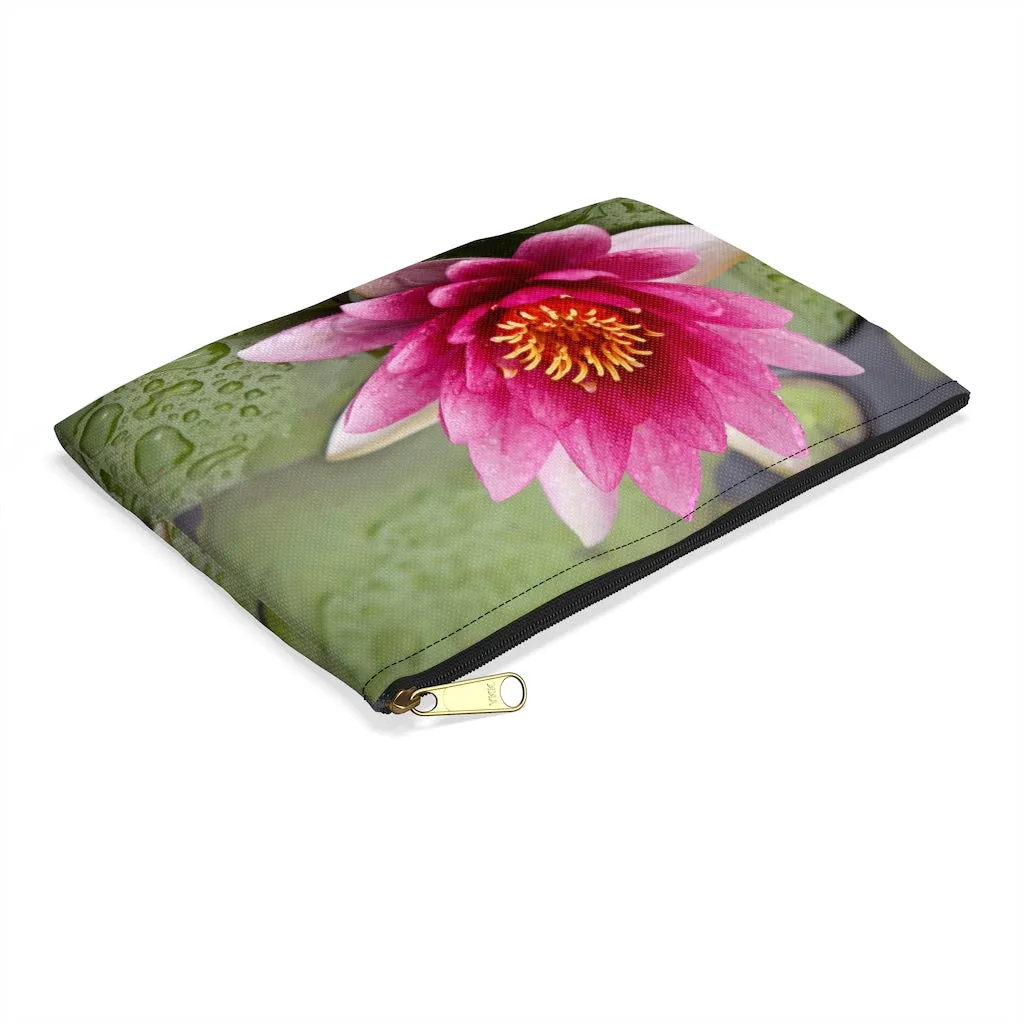 Pink Waterlily Zippered Accessory Bag (FWS) Made in the USA