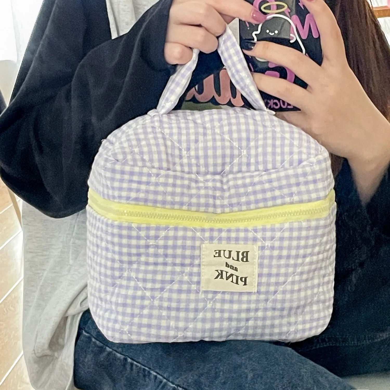 Plaid Simple Large Capacity Good-looking Cosmetics Bags