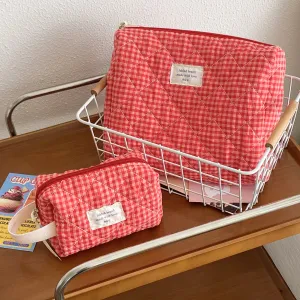 Plaid Simple Large Capacity Good-looking Cosmetics Bags
