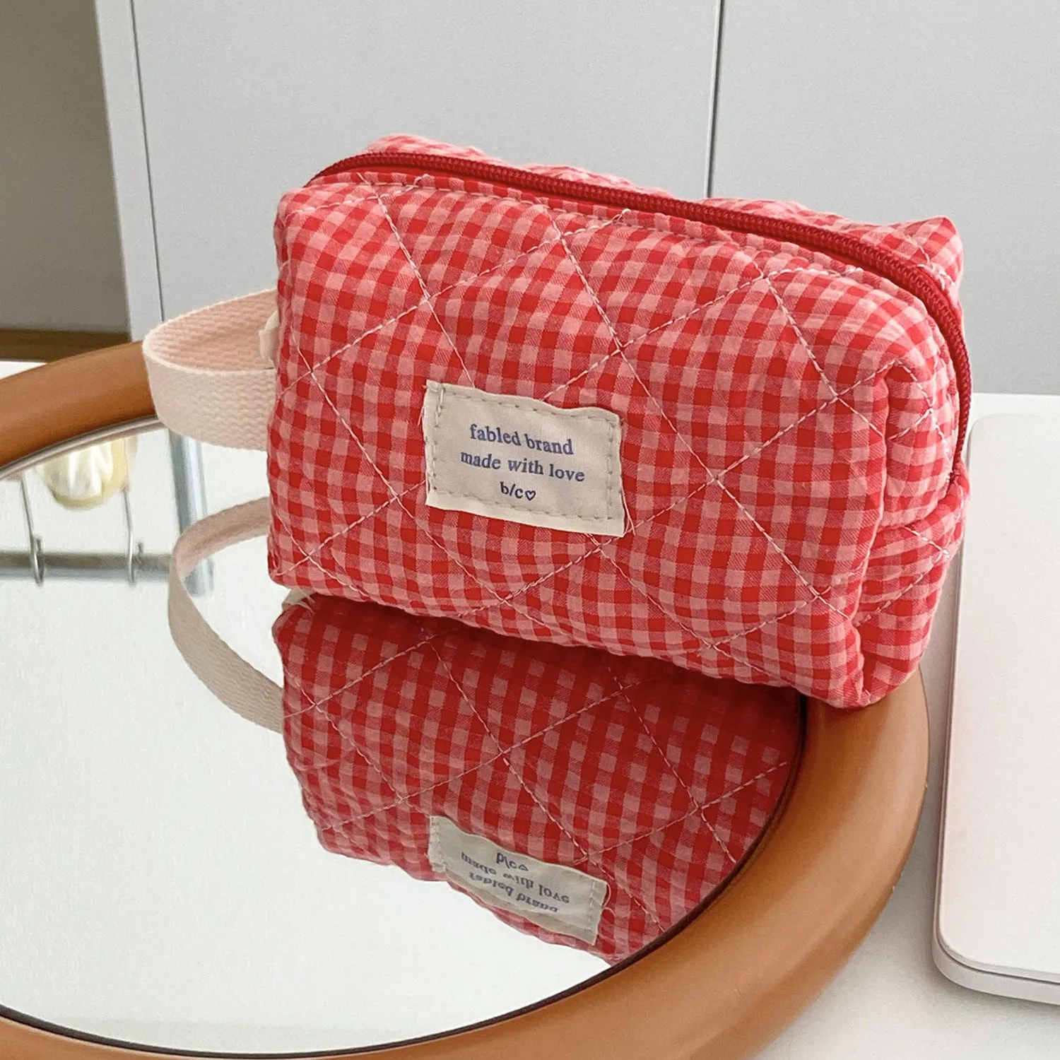 Plaid Simple Large Capacity Good-looking Cosmetics Bags