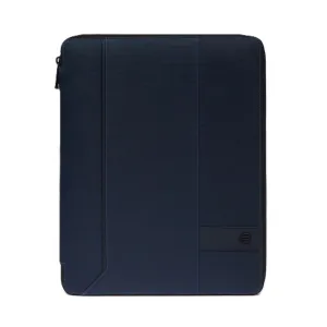 Porta Blocco Zip Around Piquadro Wollem in Pelle e Tessuto Blu