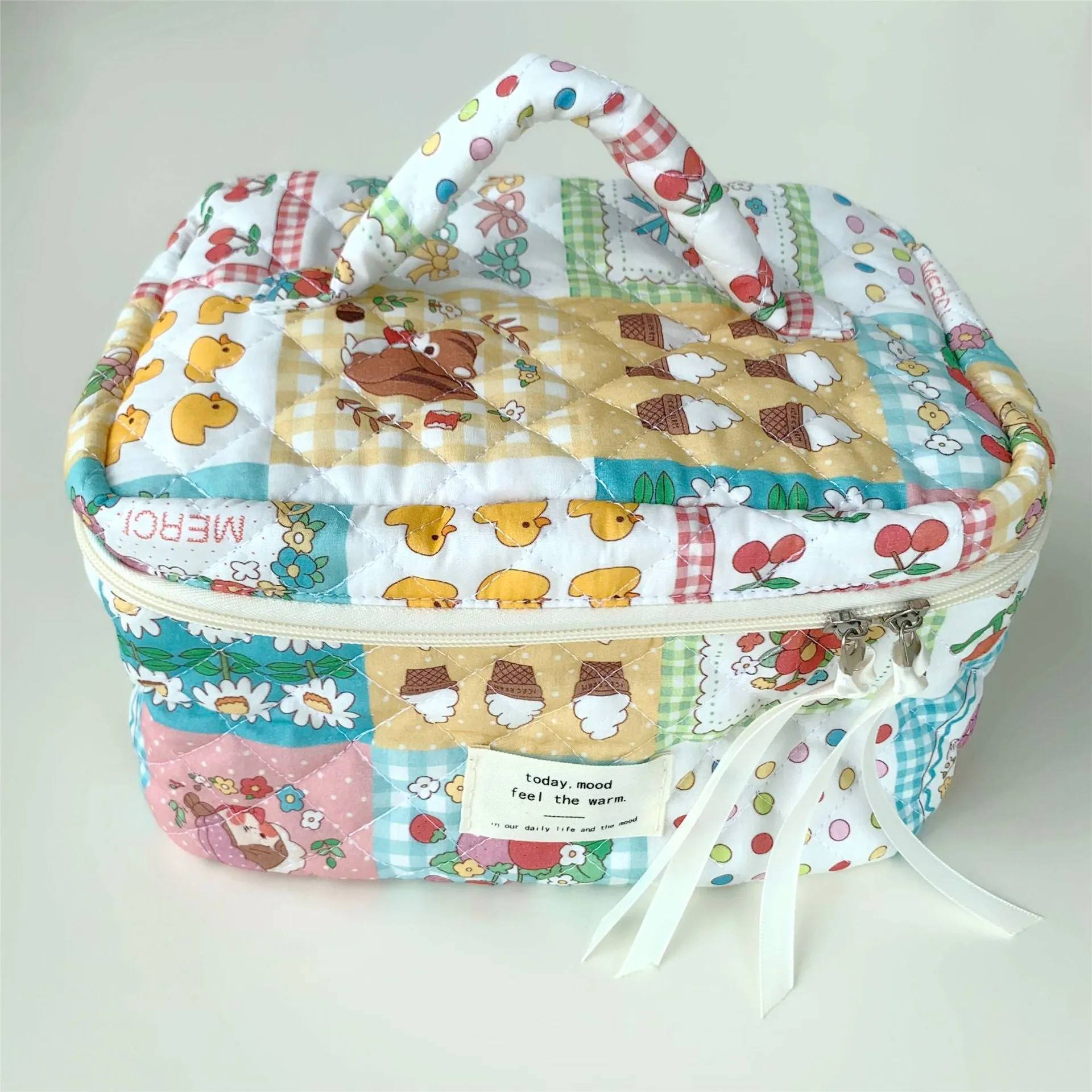 Portable Large Capacity Storage Quilted Cotton Cosmetic Bags