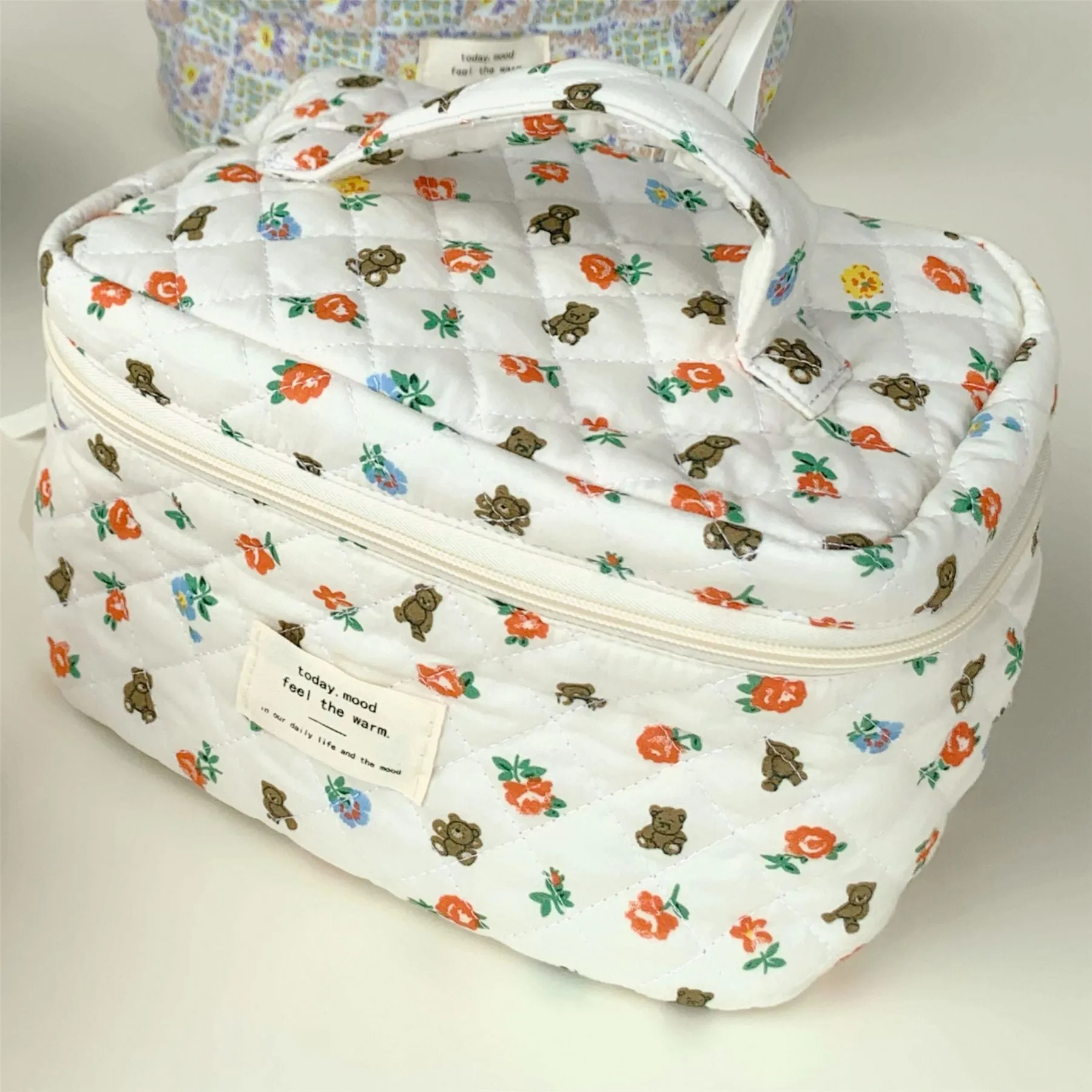 Portable Large Capacity Storage Quilted Cotton Cosmetic Bags