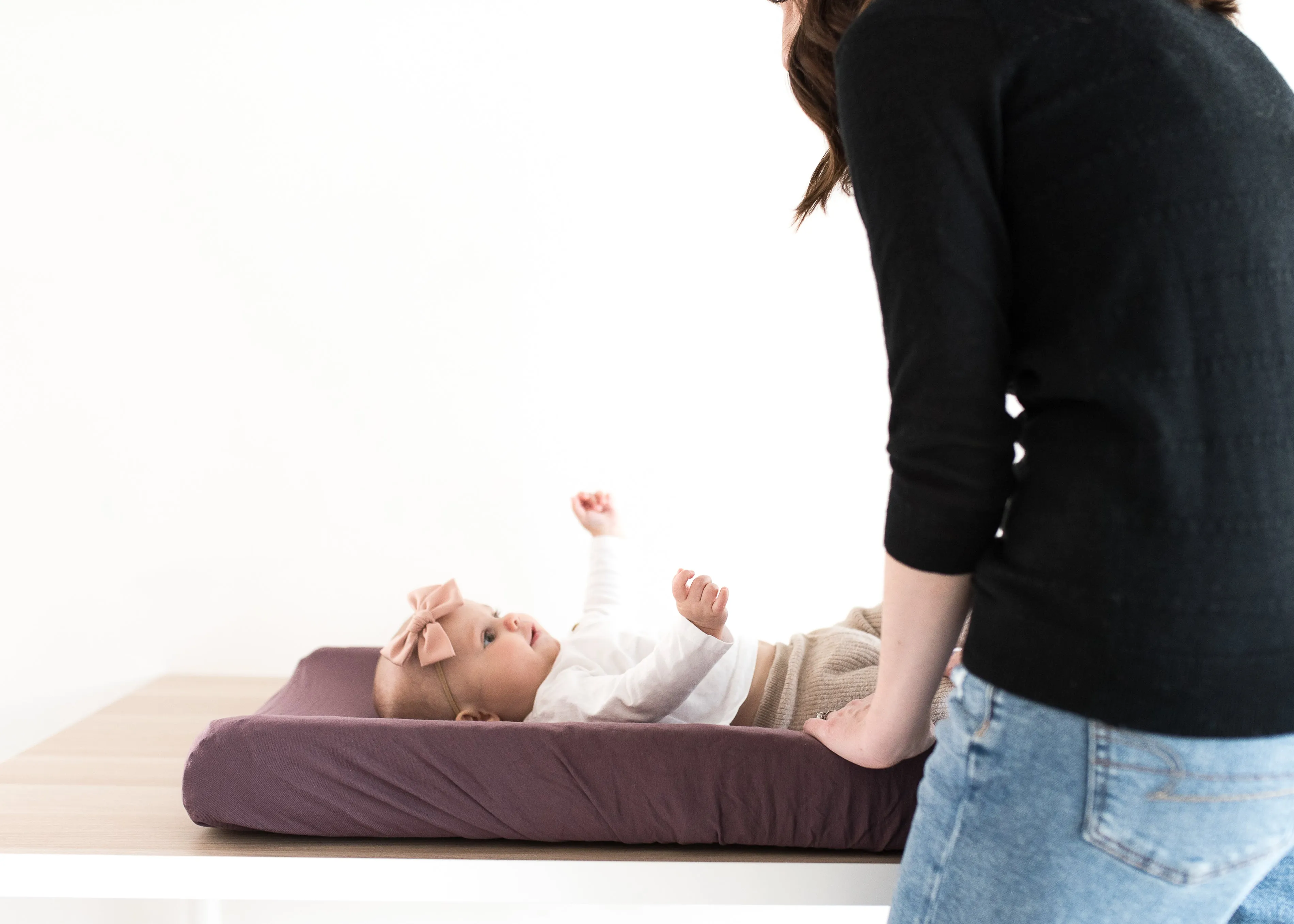 Premium Knit Diaper Changing Pad Cover - Plum