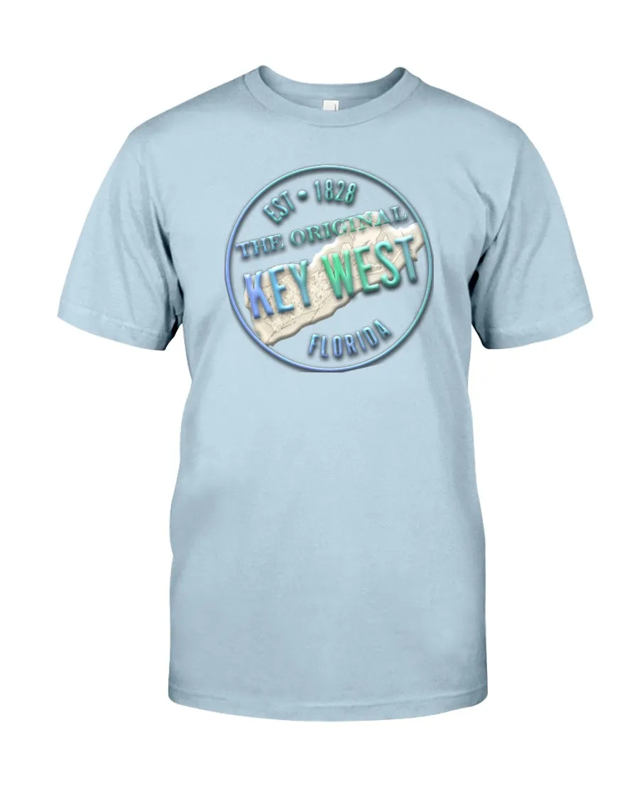 Premium Ringspun Key West Vintage 1828 Map Tee Shirt