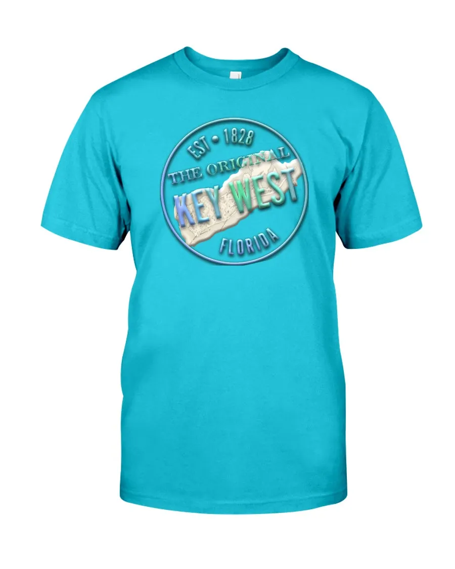 Premium Ringspun Key West Vintage 1828 Map Tee Shirt