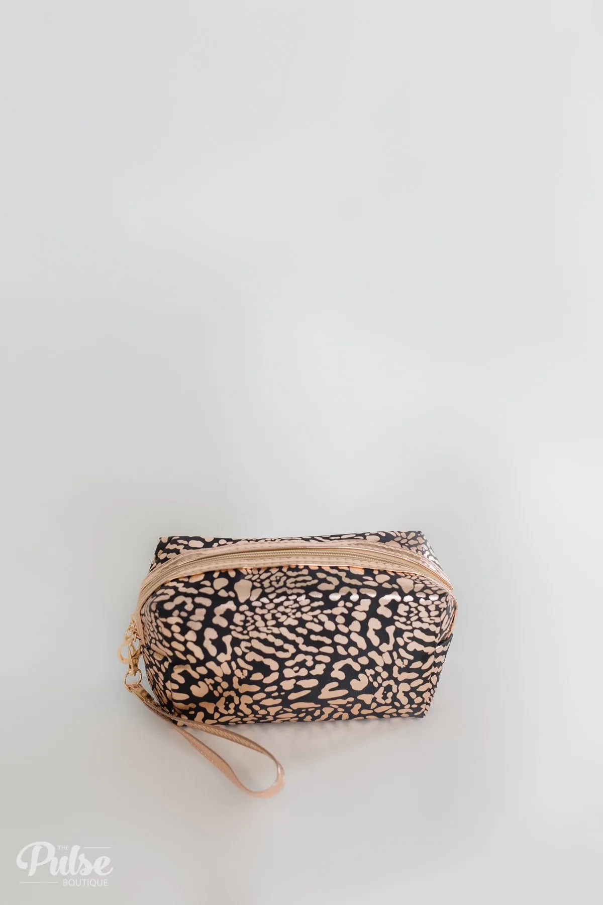 Pulse Perk- Animal Printed Cosmetic Bag- Black & Gold