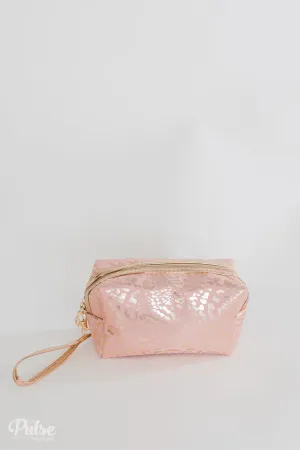 Pulse Perk- Animal Printed Cosmetic Bag- Pink & Gold