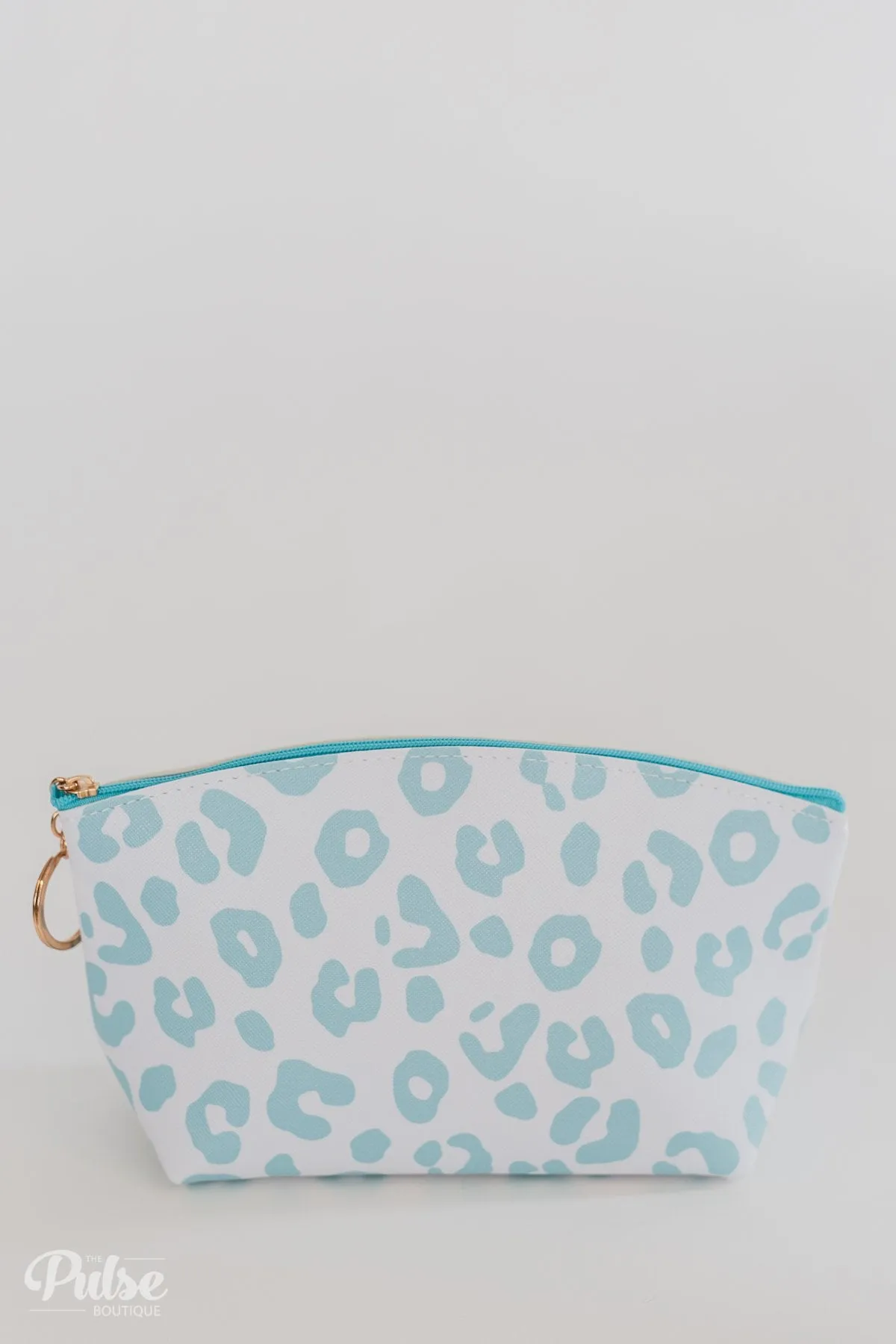 Pulse Perk- Leopard Printed Cosmetic Bag- Teal & White
