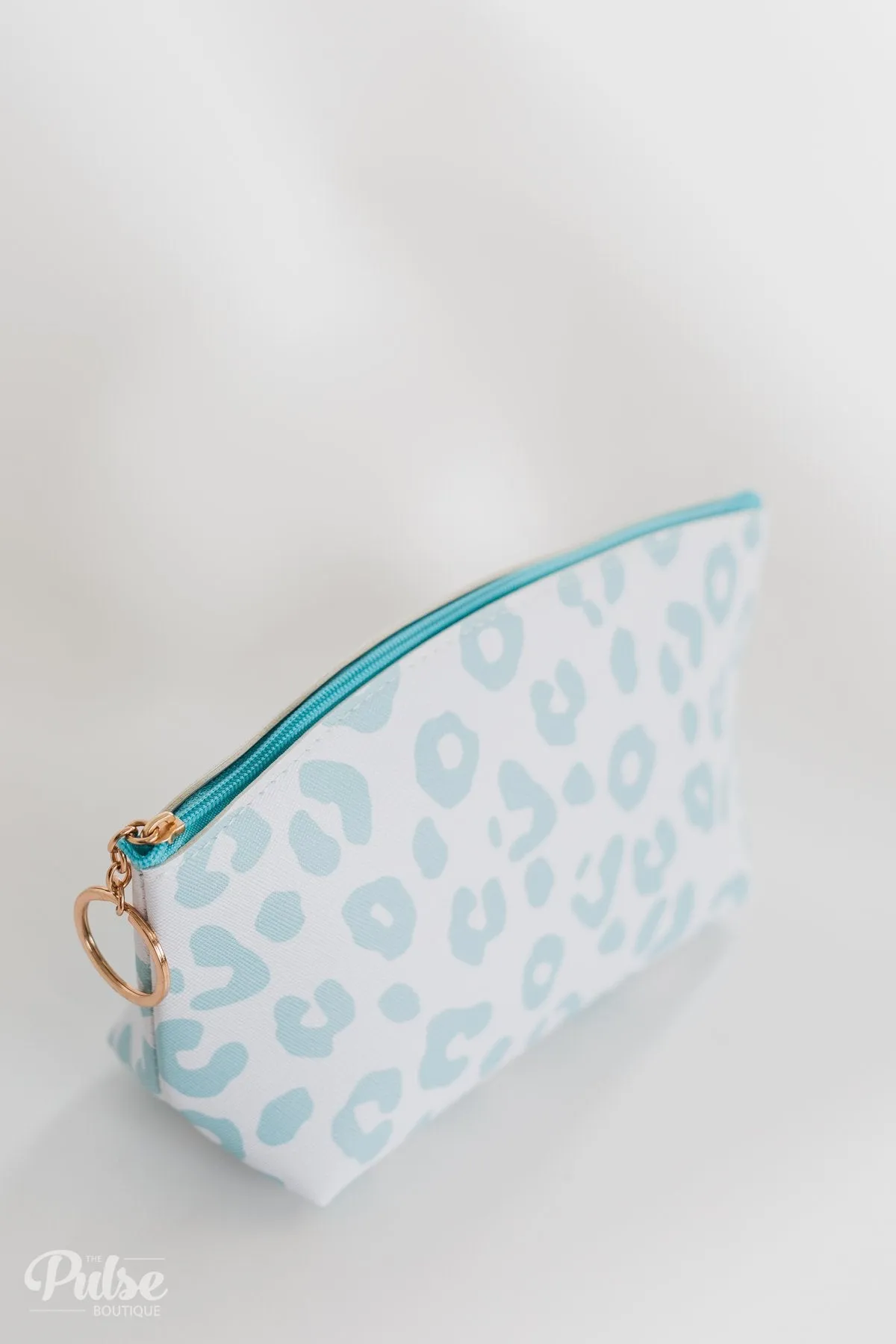 Pulse Perk- Leopard Printed Cosmetic Bag- Teal & White