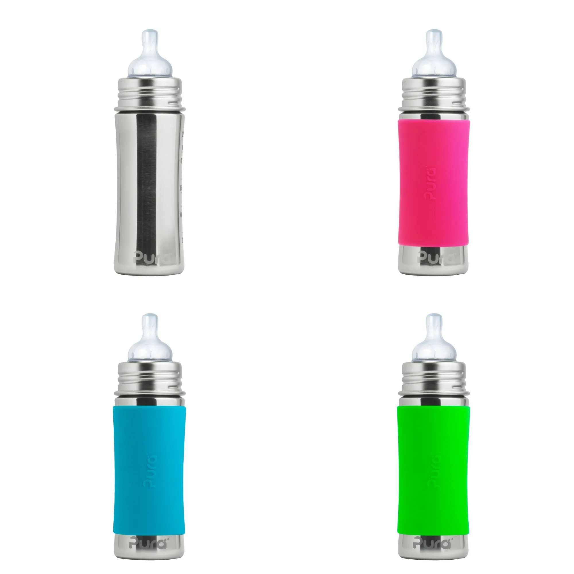 Pura Kiki 9oz/260ml Insulated Infant Bottles (Pack of 4)