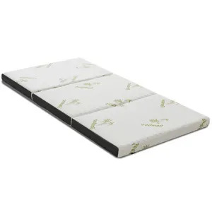 Queen 3 Inch Tri-fold Memory Foam Floor Mattress Topper Portable with Carrying B