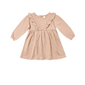 Quincy Mae Long Sleeve Ruffle V Dress - Petal